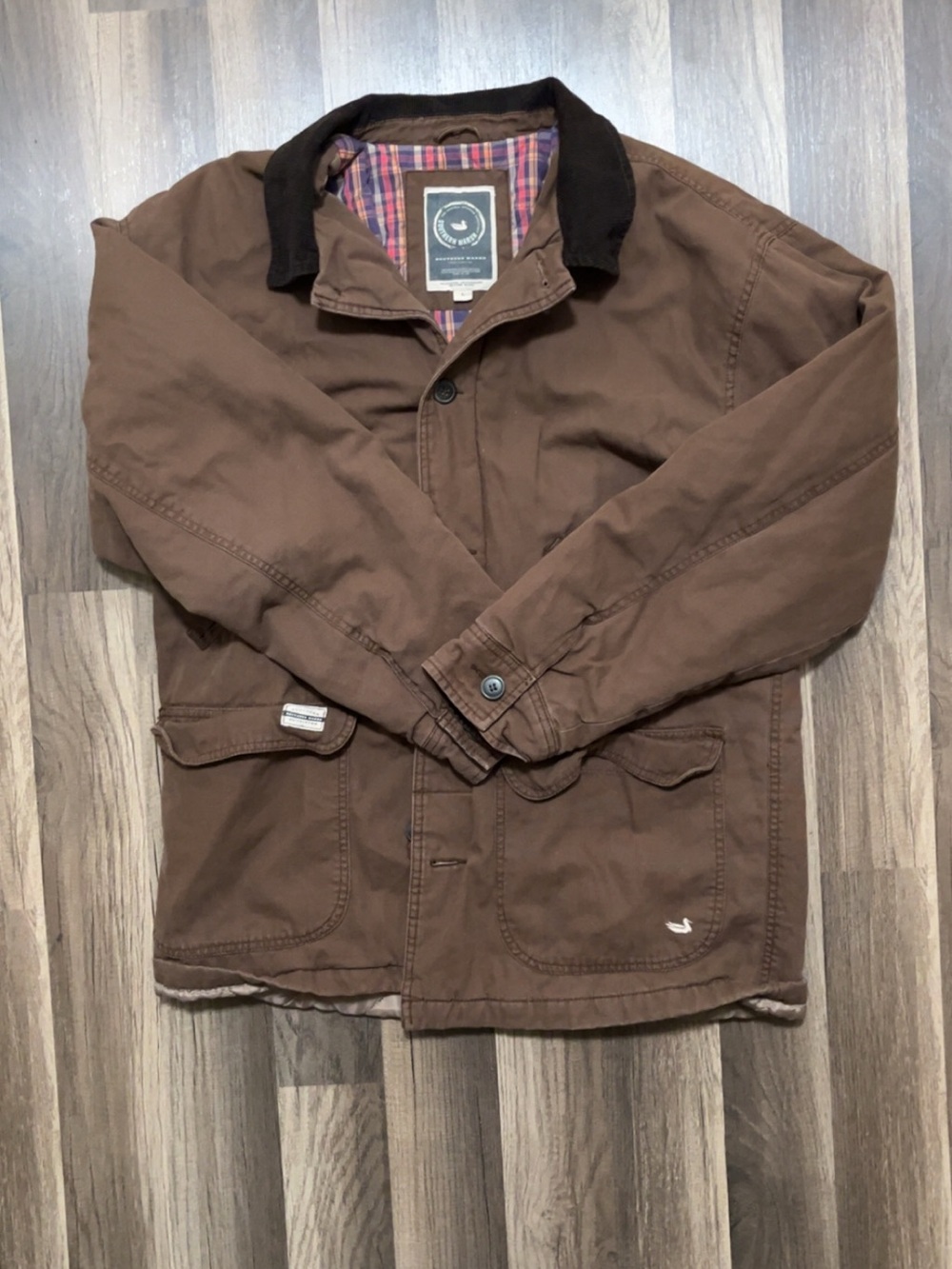 SOUTHERN MARSH Station Canvas Jacket Mens Large Brown Plaid Lined